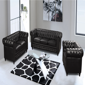 Nester Chesterfield Sofa Set Black