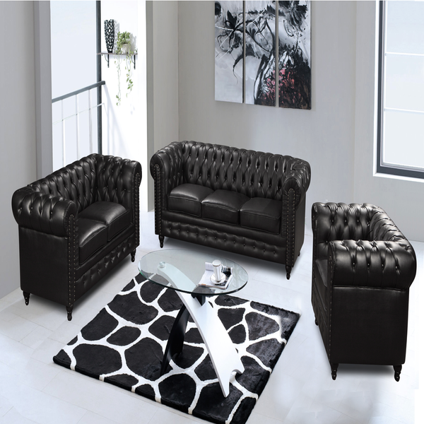 Nester Chesterfield Sofa Set Black