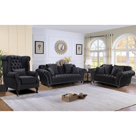 Monarch Chesterfield Sofa Set Velvet 3+2+Arm Chair Black