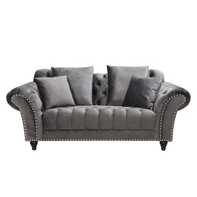 Monarch Chesterfield Sofa Velvet Grey 2 Seater