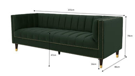 Malbec 3 seat sofa Green