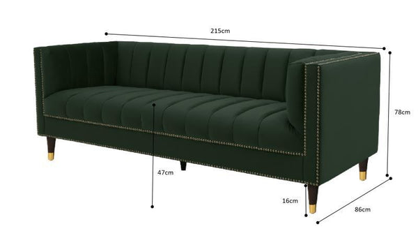Malbec 3 seat sofa Green