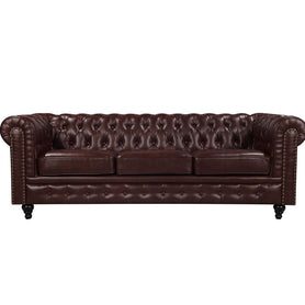 Nester Chesterfield 3 Seat Sofa Cherry Brown