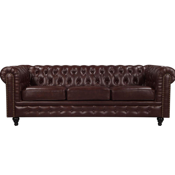Nester Chesterfield 3 Seat Sofa Cherry Brown