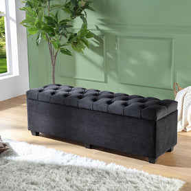 Dover Black Storage Ottoman