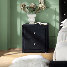 Dallas Velvet Bedside Table Black