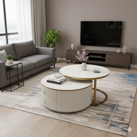 Milano Coffee Table – Round Top with Sleek Storage Base