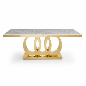 Monaco Marble Top Dining Table with Gold Base