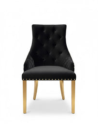 Provence Dining Chair Black With Gold Base