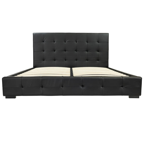 Lisa PU Leather Upholstered Bed Frame Black & White