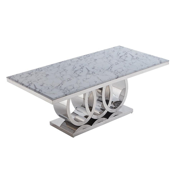 Monaco marble top dining table (SILVER & GOLD BASE)