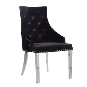 Provence dining chair Black with Silver base
