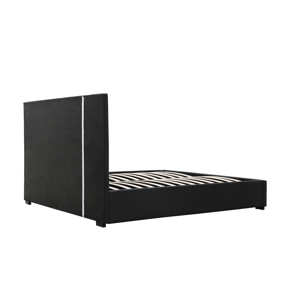 Lima Gas Lift Leather Storage Bed Black – Imperial Furniture AU