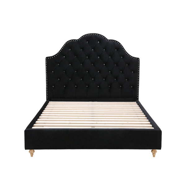 Luxor Velvet Bed With Tufted Diamond Black
