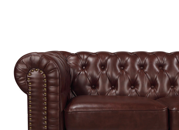 Nester Chesterfield 3 Seat Sofa Cherry Brown