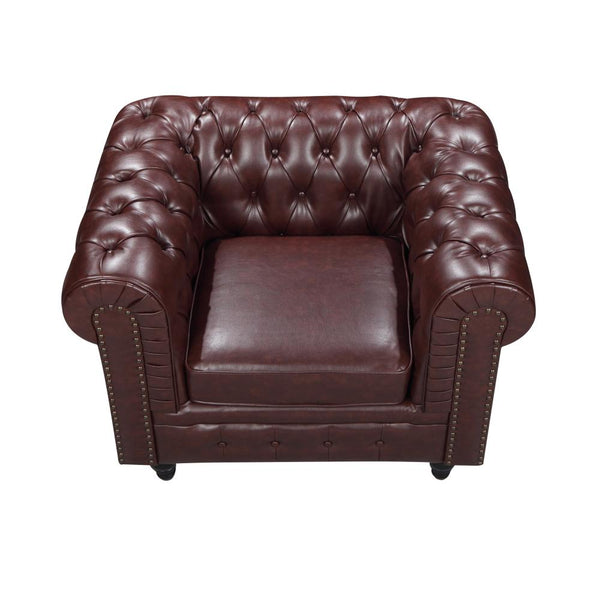 Nester Chesterfield 1 Seat Sofa Cherry Brown