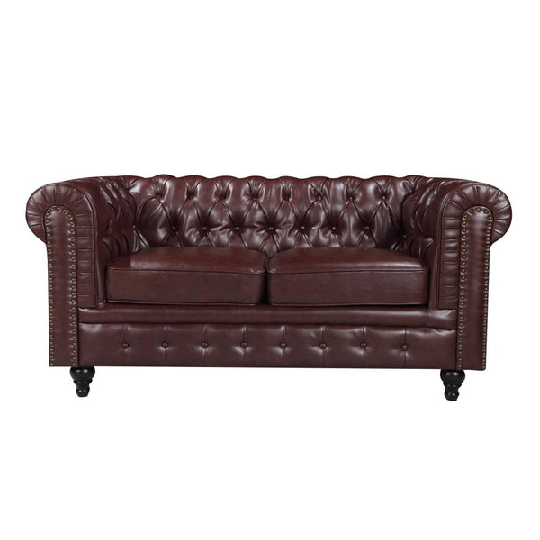 Nester Chesterfield 2 Seat Sofa Cherry Brown