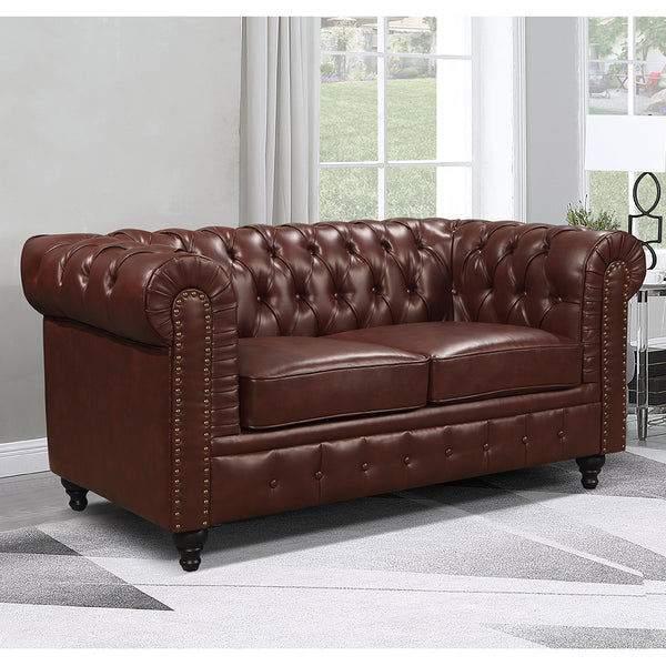 Nester Chesterfield 2 Seat Sofa Cherry Brown