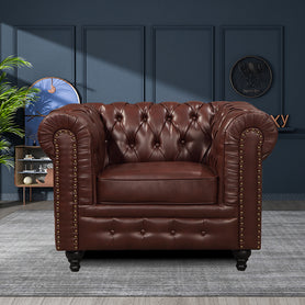 Nester Chesterfield 1 Seat Sofa Cherry Brown