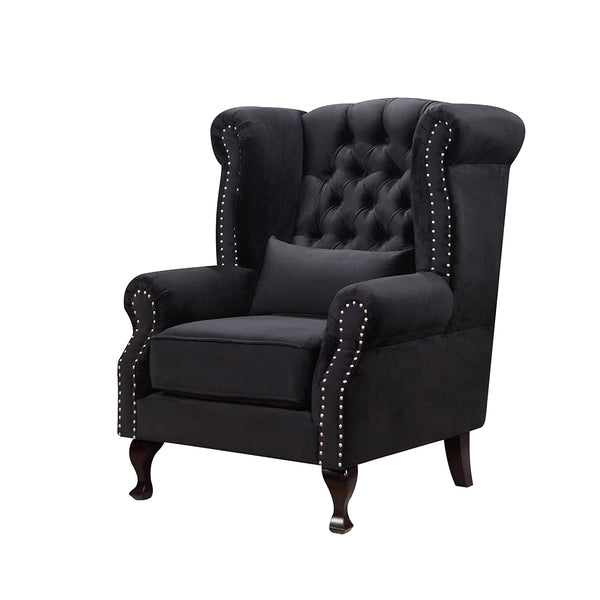 Monarch Chesterfield Sofa Set Velvet 3+2+Arm Chair Black