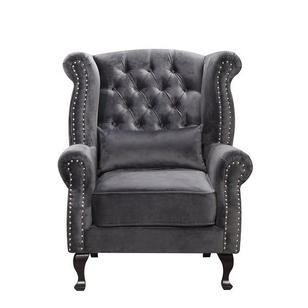 Monarch Chesterfield Sofa Set Velvet 3+2+Arm Chair Grey