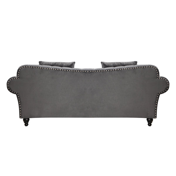 Monarch Chesterfield Sofa Set Velvet 3+2+Arm Chair Grey