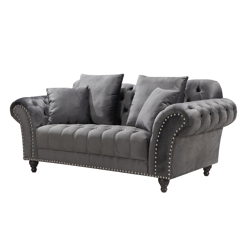 Monarch Chesterfield Sofa Velvet Grey 2 Seater – Imperial Furniture AU