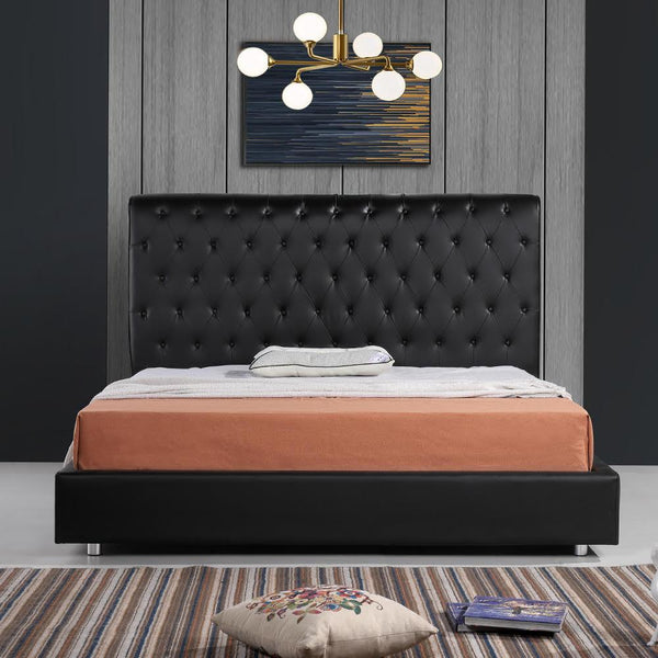 Empire Chesterfield Leather Bed Black